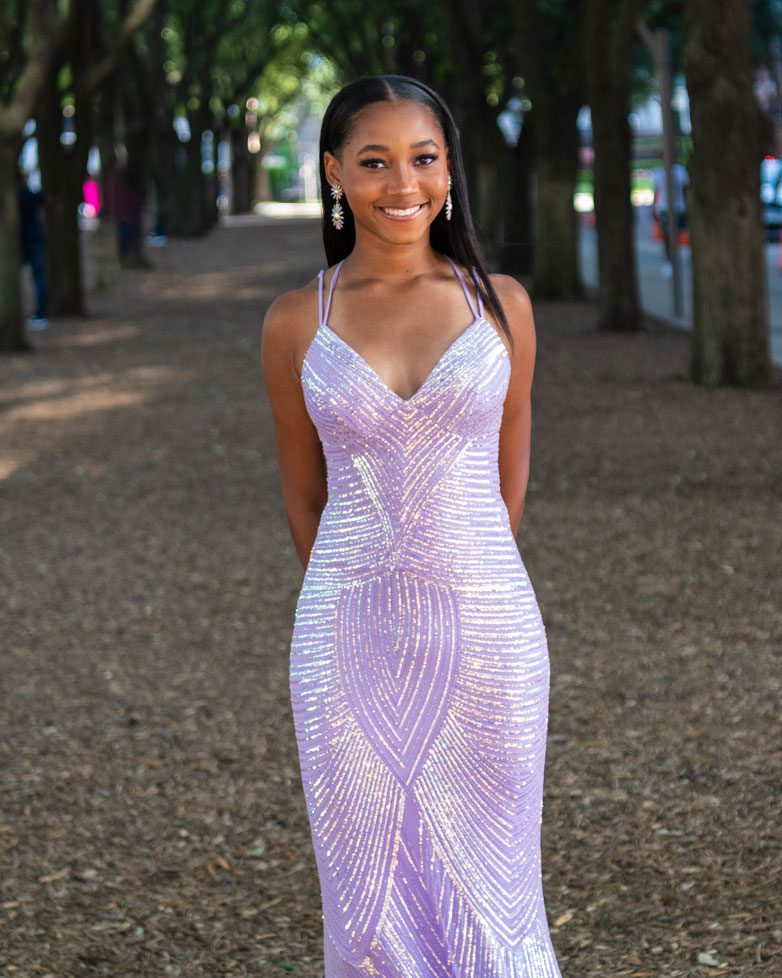 high school senior prom photo taken at the Houston Waterwall